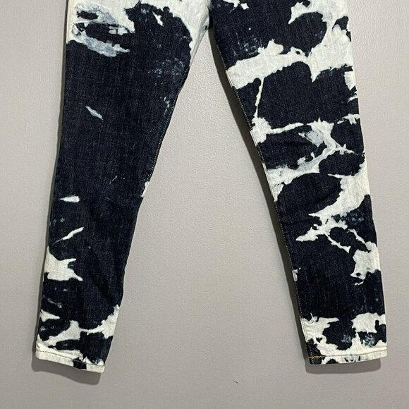 Current Elliott Skinny Jeans Women Size 26 Dark Cloud Cow Acid Bleach Moto Biker - Picture 11 of 12